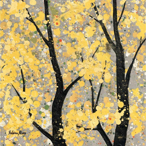 Autumn Theme Black Modern Wood Framed Art Print with Double Matting by Alves, Helena