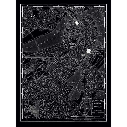 Boston 1895 White Modern Wood Framed Art Print by Vintage Map, 1895