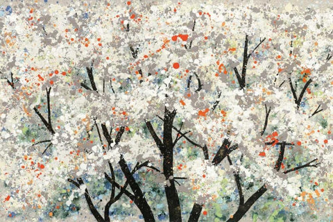 Pear Blossoms in Spring Black Ornate Wood Framed Art Print with Double Matting by Alves, Helena