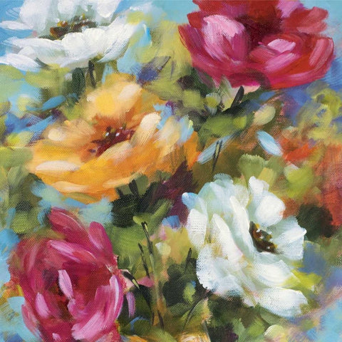 Lilys Garden II White Modern Wood Framed Art Print with Double Matting by King, Michael