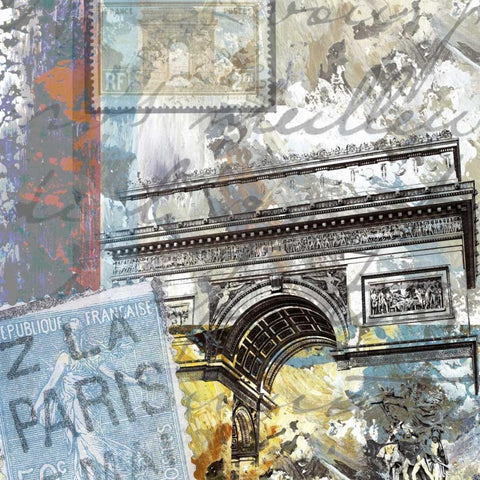Paris ArcÂ Â Â   White Modern Wood Framed Art Print with Double Matting by Chilton, Sarah