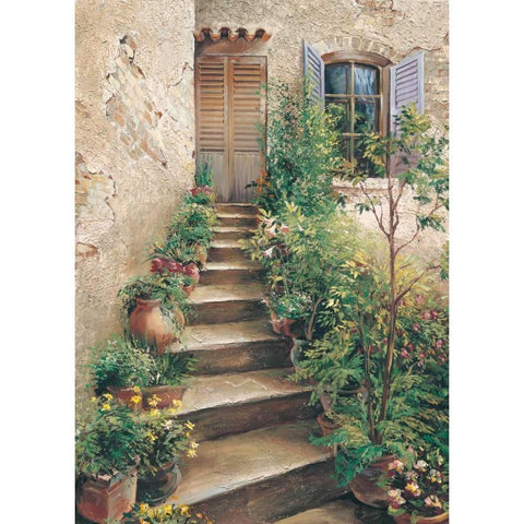 Stairway in Provence Black Modern Wood Framed Art Print with Double Matting by Duvall, Roger