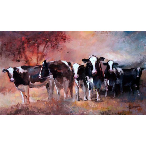 Cows Black Modern Wood Framed Art Print by Haenraets, Willem