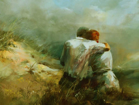 Together White Modern Wood Framed Art Print with Double Matting by Haenraets, Willem