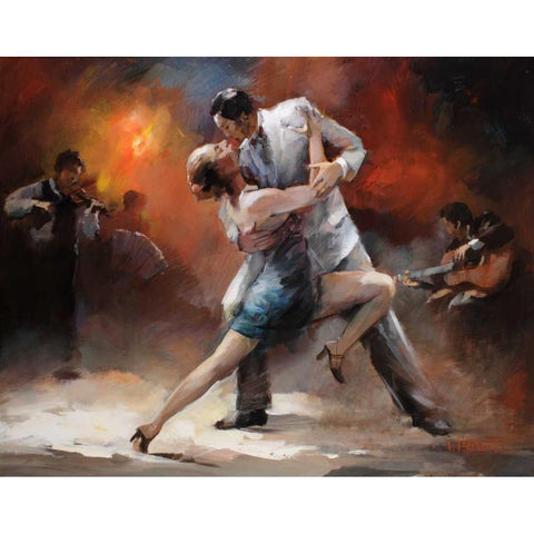 Tango Argentino IV Black Modern Wood Framed Art Print with Double Matting by Haenraets, Willem