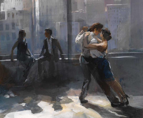 Tango Argnetino V White Modern Wood Framed Art Print with Double Matting by Haenraets, Willem