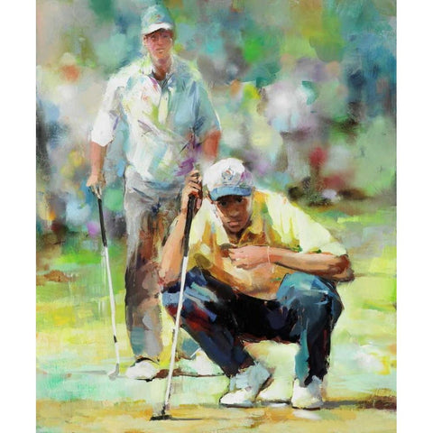 Golfer Black Modern Wood Framed Art Print with Double Matting by Haenraets, Willem