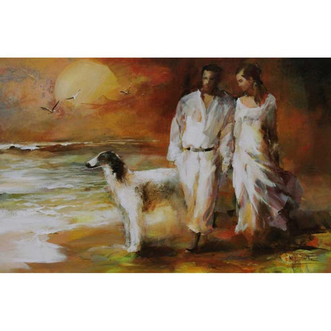 Go for a walk White Modern Wood Framed Art Print by Haenraets, Willem