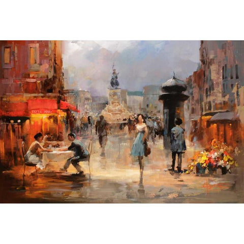 Cafe Rouge I Gold Ornate Wood Framed Art Print with Double Matting by Haenraets, Willem