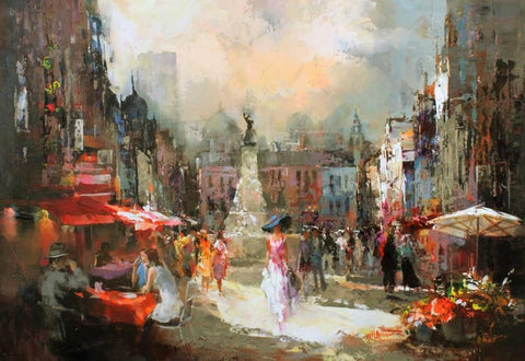Cafe Rouge III White Modern Wood Framed Art Print with Double Matting by Haenraets, Willem