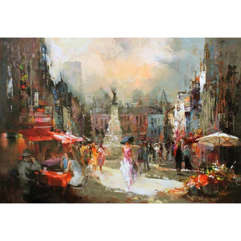 Cafe Rouge III Gold Ornate Wood Framed Art Print with Double Matting by Haenraets, Willem