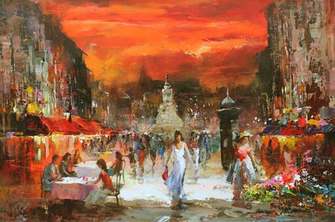 Cafe Rouge IV Black Ornate Wood Framed Art Print with Double Matting by Haenraets, Willem