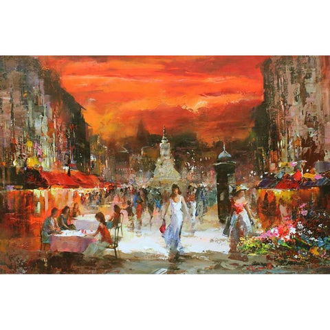 Cafe Rouge IV Black Modern Wood Framed Art Print by Haenraets, Willem