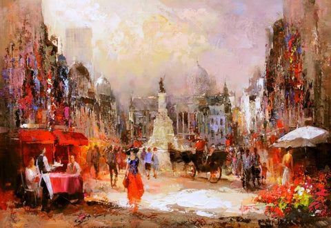 Cafe Rouge V White Modern Wood Framed Art Print with Double Matting by Haenraets, Willem