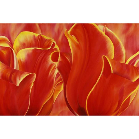 Party Tulip II Gold Ornate Wood Framed Art Print with Double Matting by Poelstra-Holzhaus, Yvonne