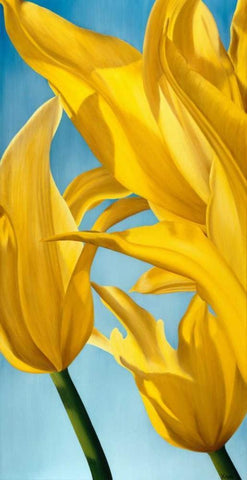 Dancing Yellow White Modern Wood Framed Art Print with Double Matting by Poelstra-Holzhaus, Yvonne