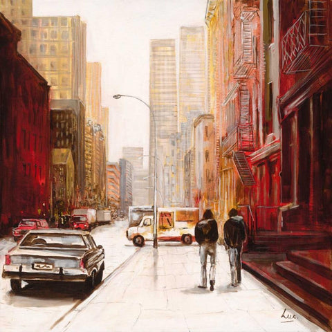 Red Fusion III Black Modern Wood Framed Art Print by Luc