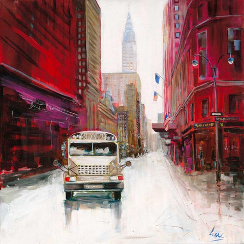 Red Fusion VI Black Modern Wood Framed Art Print by Luc