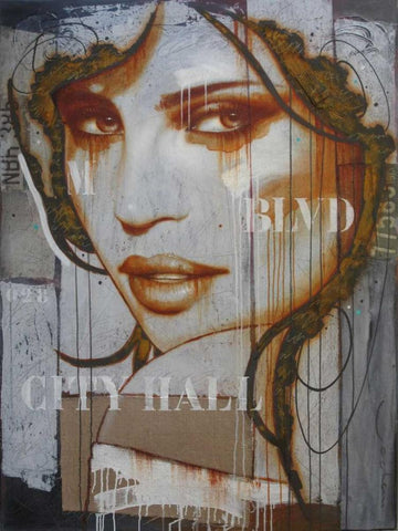 Crossing city Hall Black Ornate Wood Framed Art Print with Double Matting by Jochem, Hans