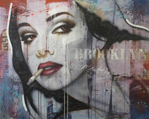 Meeting in Brooklyn White Modern Wood Framed Art Print with Double Matting by Jochem, Hans