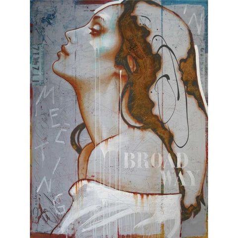 Meeting in Broadway Black Modern Wood Framed Art Print by Jochem, Hans