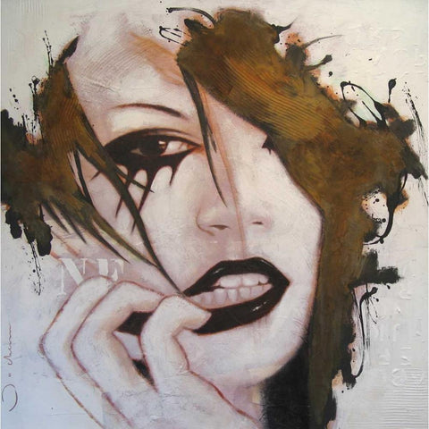 Think it over Black Modern Wood Framed Art Print by Jochem, Hans