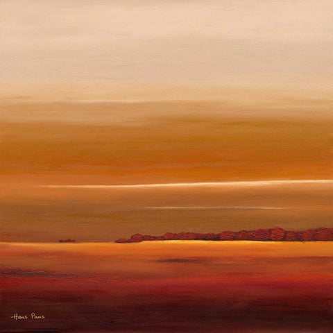 Sundown III White Modern Wood Framed Art Print by Paus, Hans