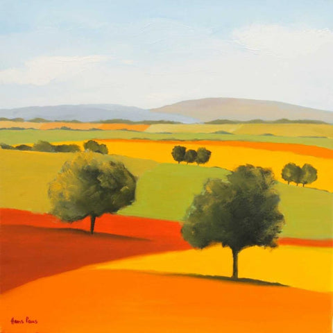 Red Tree  Black Modern Wood Framed Art Print with Double Matting by Paus, Hans