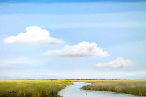 Down the river IV White Modern Wood Framed Art Print with Double Matting by Paus, Hans