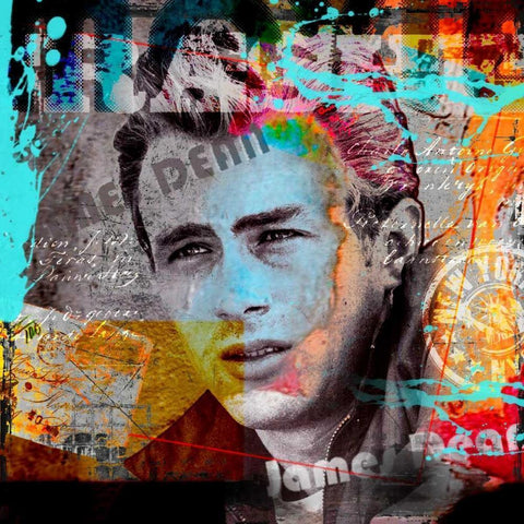 James Dean Black Modern Wood Framed Art Print by Baker, Micha