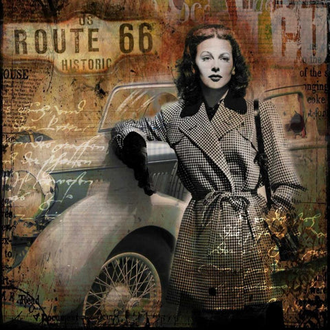 Route 66 Black Modern Wood Framed Art Print by Baker, Micha