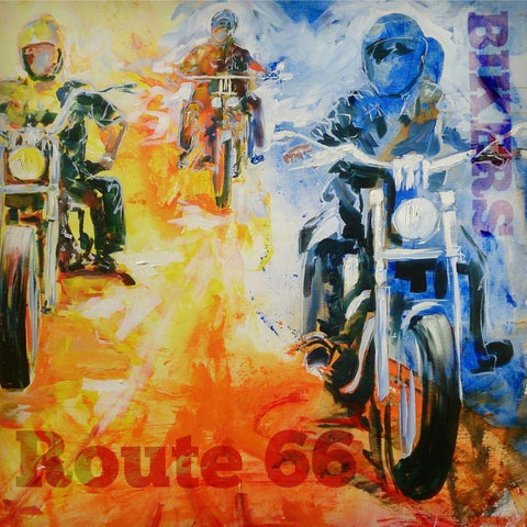 Route 66 Black Modern Wood Framed Art Print by Luc