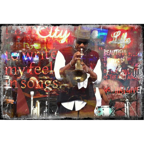 Jazz Black Modern Wood Framed Art Print with Double Matting by Baker, Micha