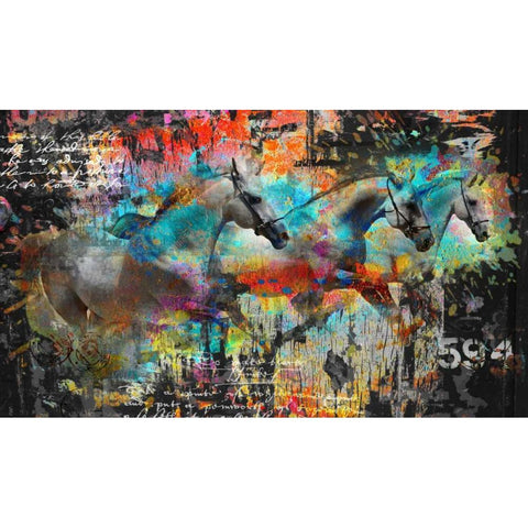 Horses White Modern Wood Framed Art Print by Baker, Micha