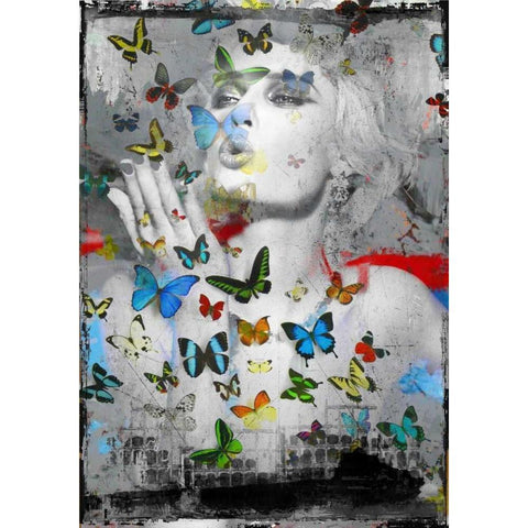 Butterfly Black Modern Wood Framed Art Print with Double Matting by Baker, Micha