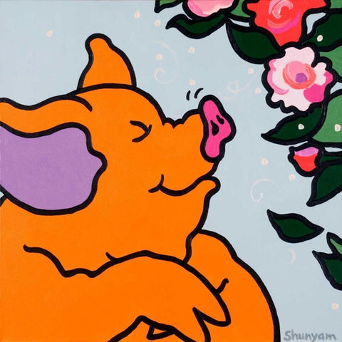 I smell the roses Black Modern Wood Framed Art Print with Double Matting by Shunyam, van Steveninck