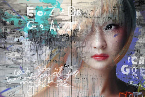 Asia love White Modern Wood Framed Art Print with Double Matting by Baker, Micha