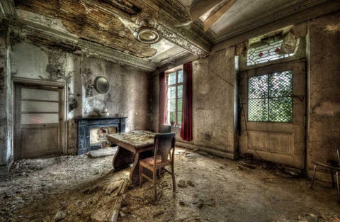 Chateau de vivre I  White Modern Wood Framed Art Print with Double Matting by Sneeuw, Ivo