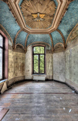 Chateau Rochendaal II White Modern Wood Framed Art Print with Double Matting by Sneeuw, Ivo