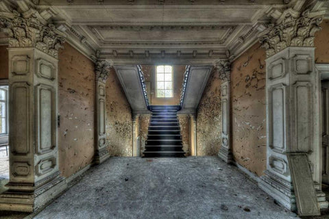 Chateau Rochendaal II White Modern Wood Framed Art Print with Double Matting by Sneeuw, Ivo