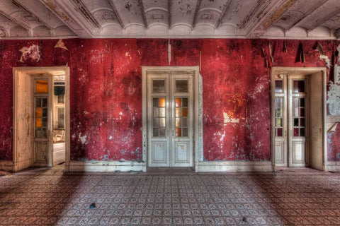 Hotel Rouge II White Modern Wood Framed Art Print with Double Matting by Sneeuw, Ivo