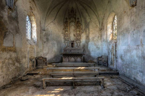 Chapel de la Meuse III White Modern Wood Framed Art Print with Double Matting by Sneeuw, Ivo