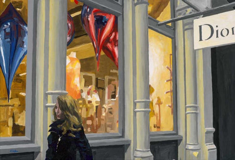 Shopping White Modern Wood Framed Art Print with Double Matting by Hofstra,HJ