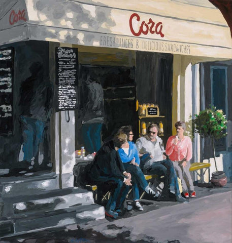 Cora White Modern Wood Framed Art Print with Double Matting by Hofstra,HJ