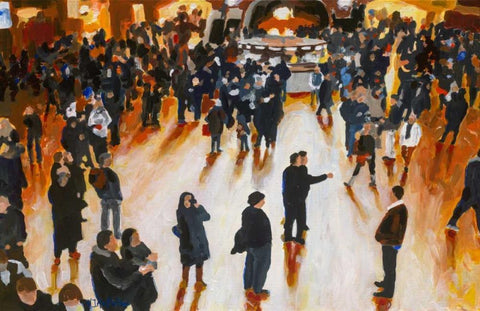 Central Station Black Ornate Wood Framed Art Print with Double Matting by Hofstra,HJ