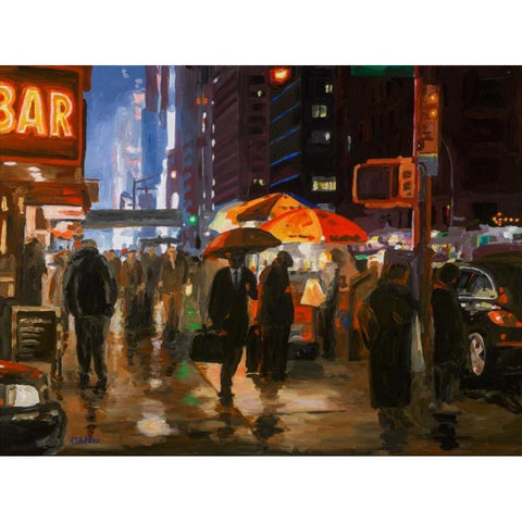 New York 6th avenue Gold Ornate Wood Framed Art Print with Double Matting by Hofstra,HJ