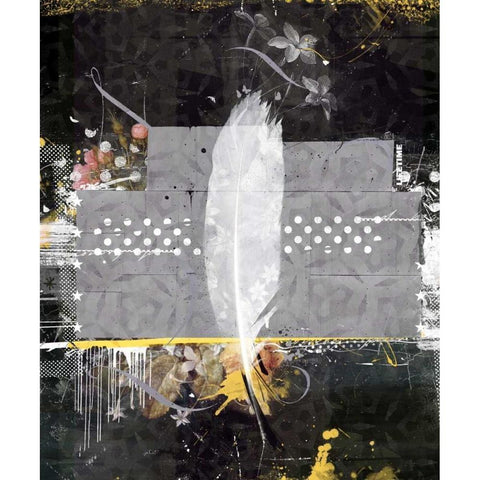 Feather lifetime Gold Ornate Wood Framed Art Print with Double Matting by Albers, Teis