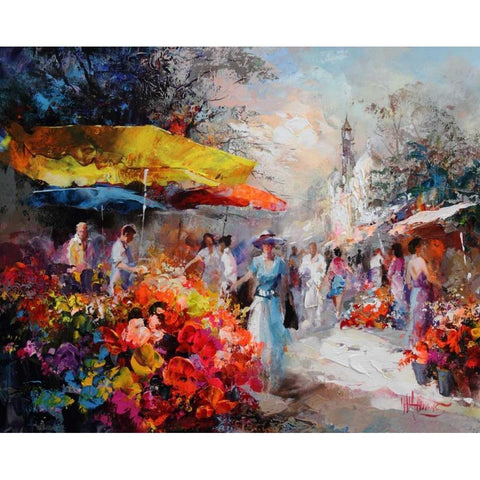 Market place III Black Modern Wood Framed Art Print by Haenraets, Willem