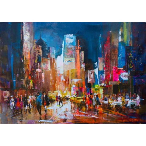 City Centre Black Modern Wood Framed Art Print with Double Matting by Haenraets, Willem