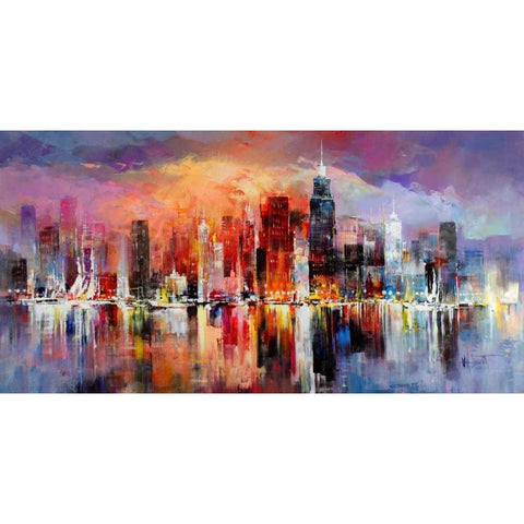 City scape I Black Modern Wood Framed Art Print by Haenraets, Willem